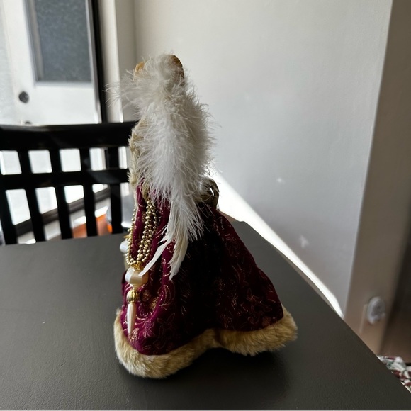 Vintage Christmas Angel Tree Topper Victorian Porcelain Red Feathers Wings Gold - Picture 3 of 13